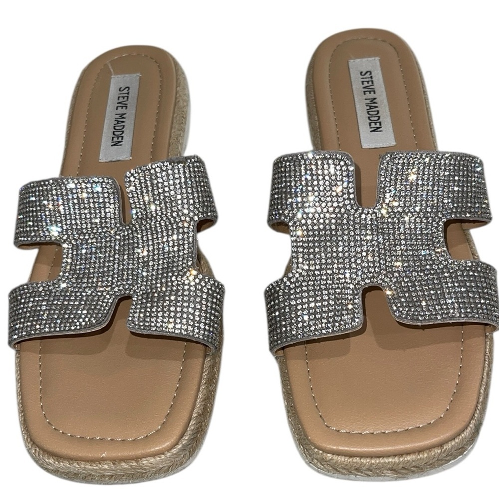 Steve Madden HAYDN Rhinestone Ignited Sandal SZ 7.5 Silver